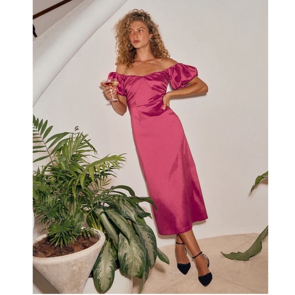 NWT A&F Taffeta Pink Off-Shoulder Dress